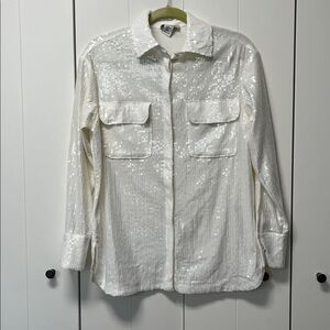 Rachel Zoe Cream Sequin Shirt Size XS